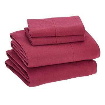 Amazon Basics Cotton Jersey Bed Sheet Set - Queen, Red