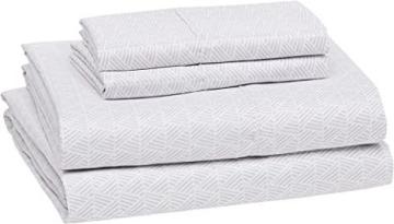 Amazon Basics Lightweight Super Soft Easy Care Microfiber Bed Sheet Set - King, Gray Crosshatch