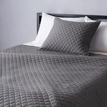 Amazon Basics Cotton Jersey Quilt and Sham Bed Set, Down-Alternative Quilt - Twin/Twin XL, Dark Gray