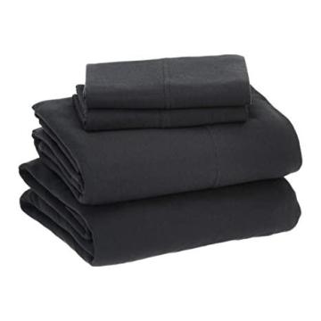 Amazon Basics Cotton Jersey Bed Sheet Set - King, Black