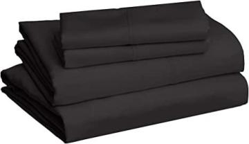 Amazon Basics Lightweight Super Soft Easy Care Microfiber Bed Sheet Set - King, Black