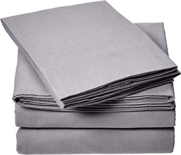Amazon Basics Everyday Flannel Bed Sheet Set - California King, Grey
