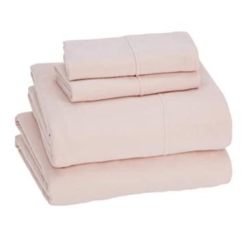 Amazon Basics Cotton Jersey Bed Sheet Set - Queen, Blush