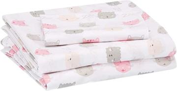 Amazon Basics Kids Pink Kitties Soft, Easy-Wash Microfiber Sheet Set - Twin, Peony Pink Kitties