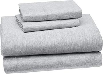 Amazon Basics Cotton Jersey Blend Bed Sheet Set - King, Light Grey Heather