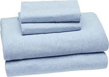Amazon Basics Cotton Jersey Blend Bed Sheet Set - King, Blue Heather