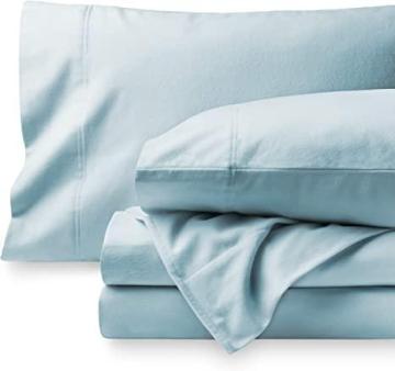 Bare Home Flannel Sheet Set 100% Cotton, Velvety Soft Heavyweight - Deep Pocket, Light Blue