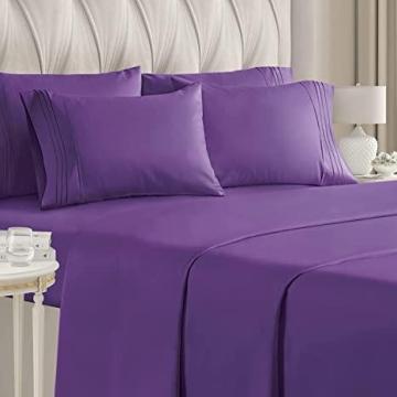 CGK King Size Sheet Set - Hotel Luxury Bed Sheets - Purple Blum - Kings Sheets - 6 PC
