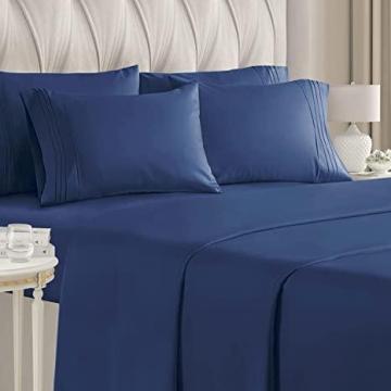 CGK Queen Size Sheet Set - Easy Fit - Breathable & Cooling Comfy - 6 Pc Queen, Royal Blue