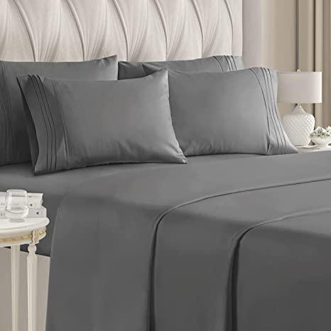 CGK King Size Sheet Set - Breathable & Cooling – Comfy - Gray - Kings Sheets - 6 PC