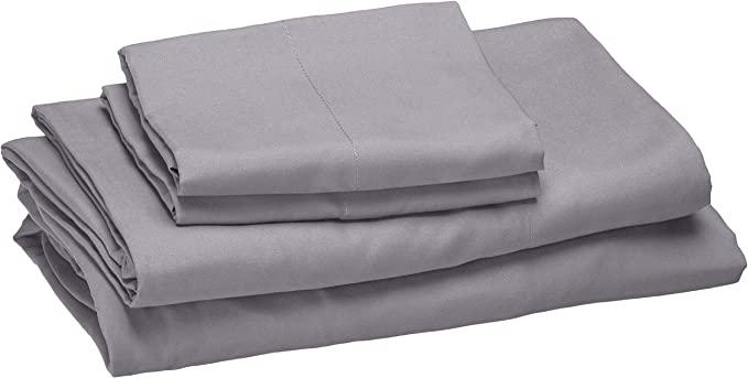 Comfort Spaces Microfiber Bed Sheets Set 14" Deep Pocket, Twin XL, Light Gray 4 Piece