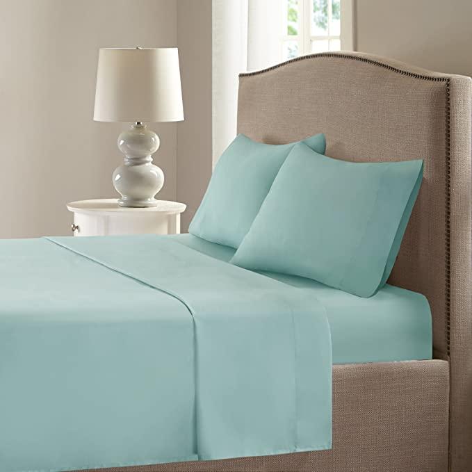 Comfort Spaces Coolmax Moisture Wicking Sheet Set Super Soft, Fade Resistant, Queen, Aqua 4 Piece