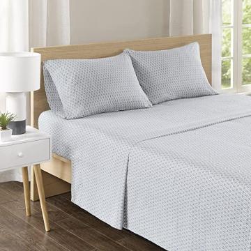 Comfort Spaces 144TC Cotton Sheet Set Breathable, Lightweight, Diamond Tasha Grey 4 Piece