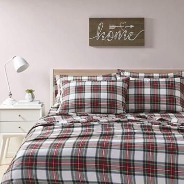 Comfort Spaces Cotton Flannel Breathable Sheets with Pillow Case, Queen, Red Plaid Scottish Plaid