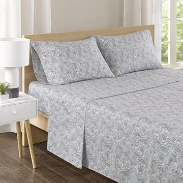 Comfort Spaces 100% Cotton Percale Sheets with Pillow Cases Bedding, Queen, Paisley Multi