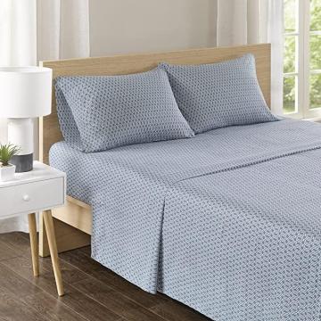Comfort Spaces 144TC Cotton Sheet Set Breathable, Full, Diamond Blue 4 Piece