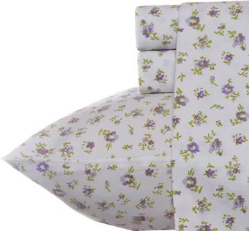 Laura Ashley Home - King Sheets, Soft Sateen Cotton Bedding Set (Petite Fleur Heather, King)