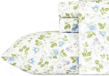 Laura Ashley Home - Sateen Collection Sheet Set 100% Cotton, Queen, Spring Bloom Wildflower