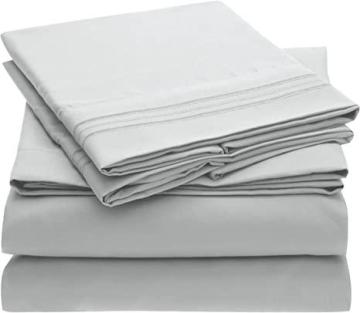Mellanni Queen Sheet Set - 1800 Bedding Sheets & Pillowcases - 4 Piece (Queen, Light Gray)