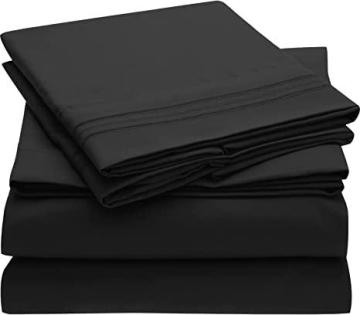 Mellanni Twin XL Sheet Set - 1800 Bedding Sheets & Pillowcases - 3 Piece (Twin XL, Black)