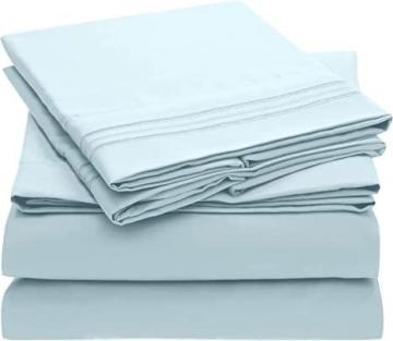 Mellanni Queen Sheet Set - 1800 Bedding Sheets & Pillowcases - 4 Piece (Queen, Baby Blue)