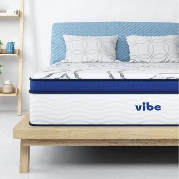 Vibe Quilted Gel Memory Foam and Innerspring Hybrid Pillow Top 12-Inch Mattress, King, White