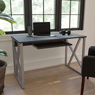 Flash Furniture Black Computer Desk with Pull-Out Keyboard Tray and Cross-Brace Frame