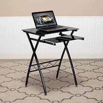 Flash Furniture Black Tempered Glass Computer Desk with Pull-Out Keyboard Tray