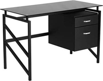Flash Furniture Glass Desk with Two Drawer Pedestal