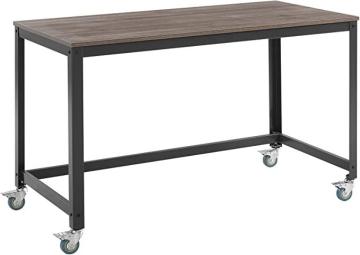 Modway Vivify Industrial Modern Computer Office Desk With Locking Casters