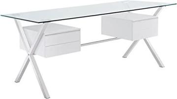Modway Abeyance Contemporary Modern Glass-Top Office Desk in White