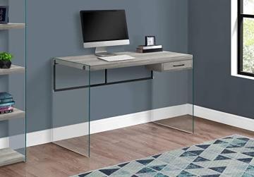 Monarch Specialties Computer Desk - Contemporary Writing Desk with Drawer - Tempered Glass Legs