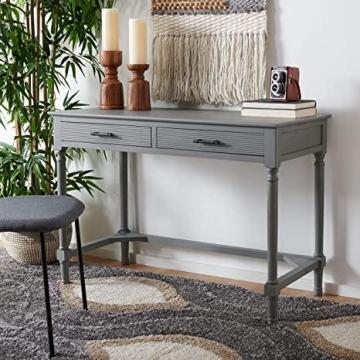 SAFAVIEH Home Collection Layce Brown 2-Drawer Computer Office Desk Table, Distressed Grey