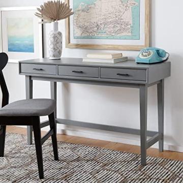 SAFAVIEH Home Collection Hawthorn Brown 3-Drawer Computer Table Office Desk, Distressed Grey