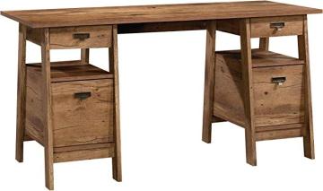 Sauder Trestle Executive Trestle Desk, Vintage Oak finish
