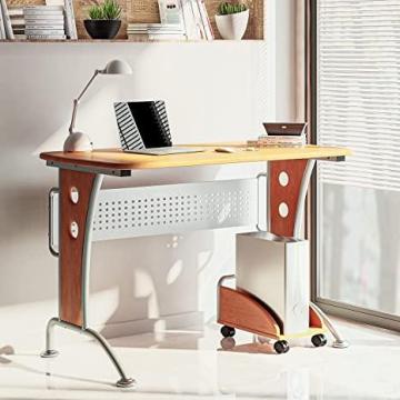 TECHNI MOBILI Modern Computer Desk With Mobile CPU Caddy. Color: Dark Honey