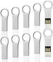 RAOYI 10 Pack 2GB Metal Key Shape USB Flash Drive (Silver)