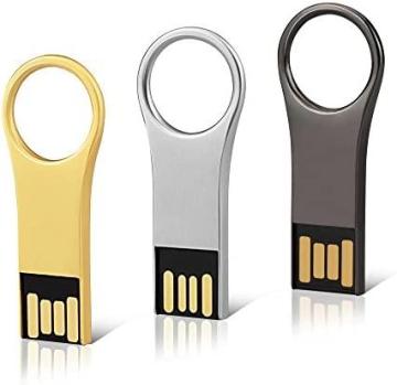 RAOYI 3 Pack 32GB Metal Key Shape USB Flash Drive (Black/Silver/Gold, 3 Mixed Colors)