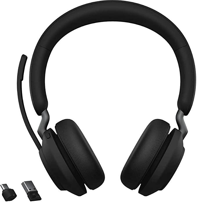 Jabra Evolve2 65 UC Wireless Headphones with Link380a, Stereo, Black