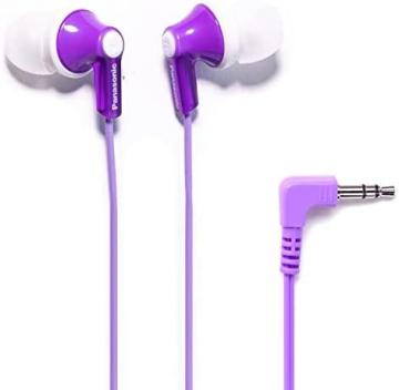 Panasonic ErgoFit Wired Earbuds, In-Ear Headphones with Dynamic Crystal-Clear Sound, Purple