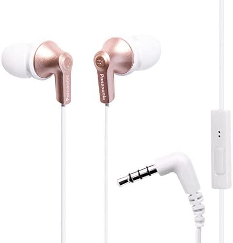 Panasonic ErgoFit Wired Earbuds, In-Ear Headphones with Microphone and Call Controller, Rose Gold