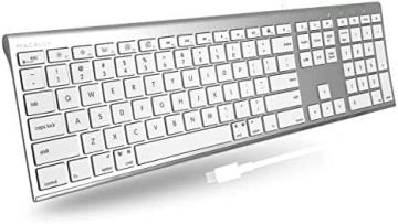 Macally USB C Keyboard for Mac, 110 Scissor Keys and 20 Shortcuts, Aluminum