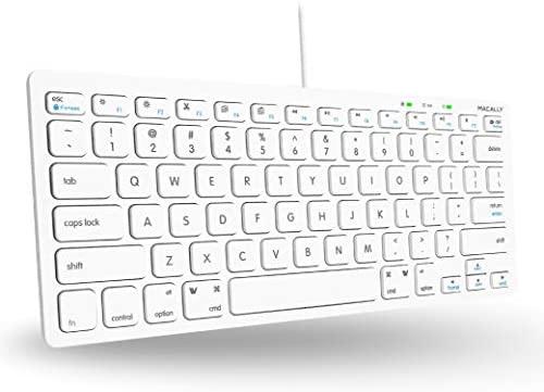 Macally USB Wired Keyboard, 78 Scissor Switch Keys and 13 Shortcut Keys, White