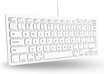 Macally USB Wired Keyboard, 78 Scissor Switch Keys and 13 Shortcut Keys, White
