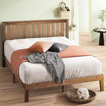 Zinus Alexia Wood Platform Bed Frame with headboard Solid Wood Foundation, Queen