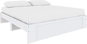 Amazon Basics Platform Bed with Under-Bed Storage Space - King, White