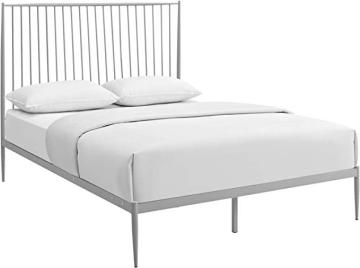 Modway Annika Powder-Coated Steel Queen Size Platform Bed in Gray