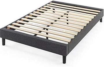 ZINUS Curtis Upholstered Platform Bed Frame Mattress Foundation Wood Slat Support, Grey, Queen