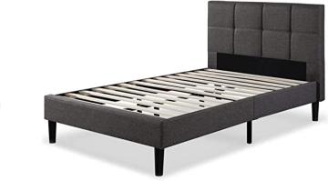 ZINUS Lottie Upholstered Platform Bed Frame Mattress Foundation Wood Slat Support, Grey, Twin