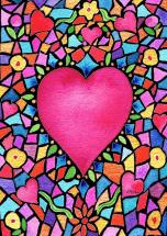 Toland Home Garden Kaleidoscope Heart 28 x 40 Inch Decorative Colorful Valentine Mosaic House Flag